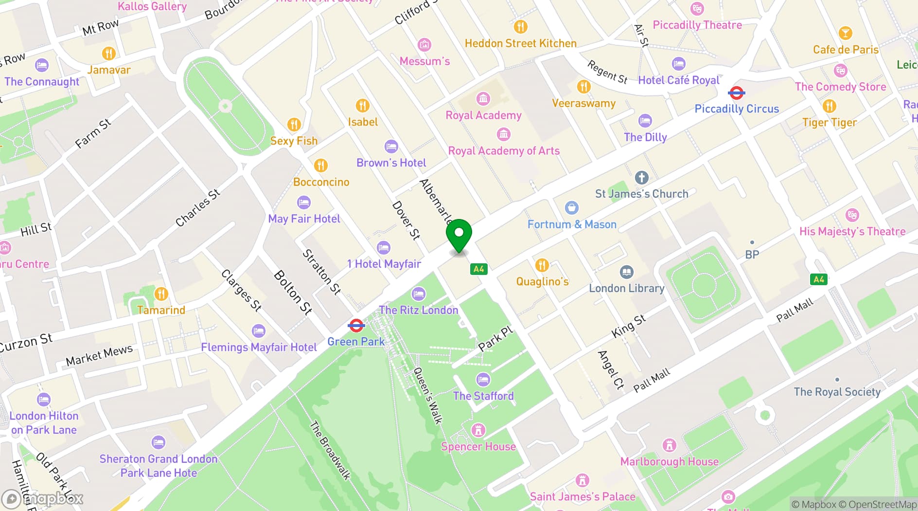 Map showing Mistress of Mayfair