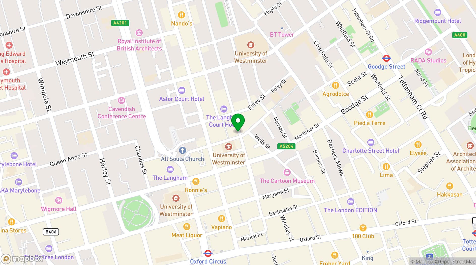 Map showing Meraki London