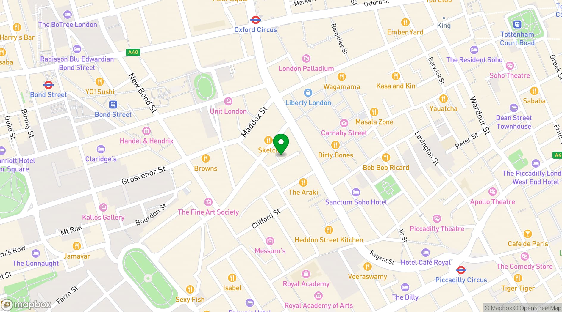 Map showing Ristorante Frescobaldi London