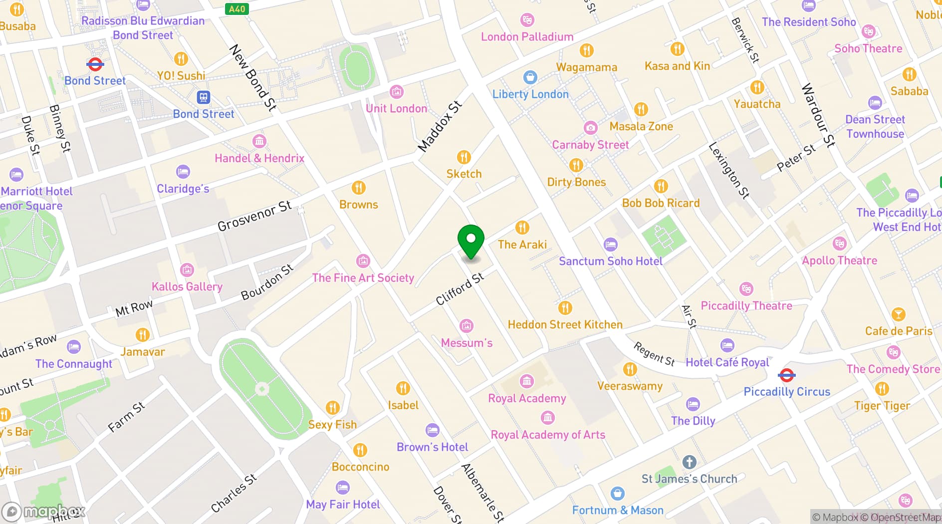 Map showing Miro Mayfair