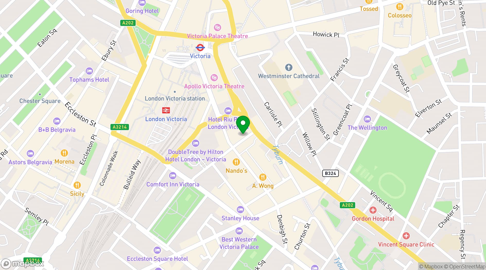 Map showing TOZI Restaurant & Bar