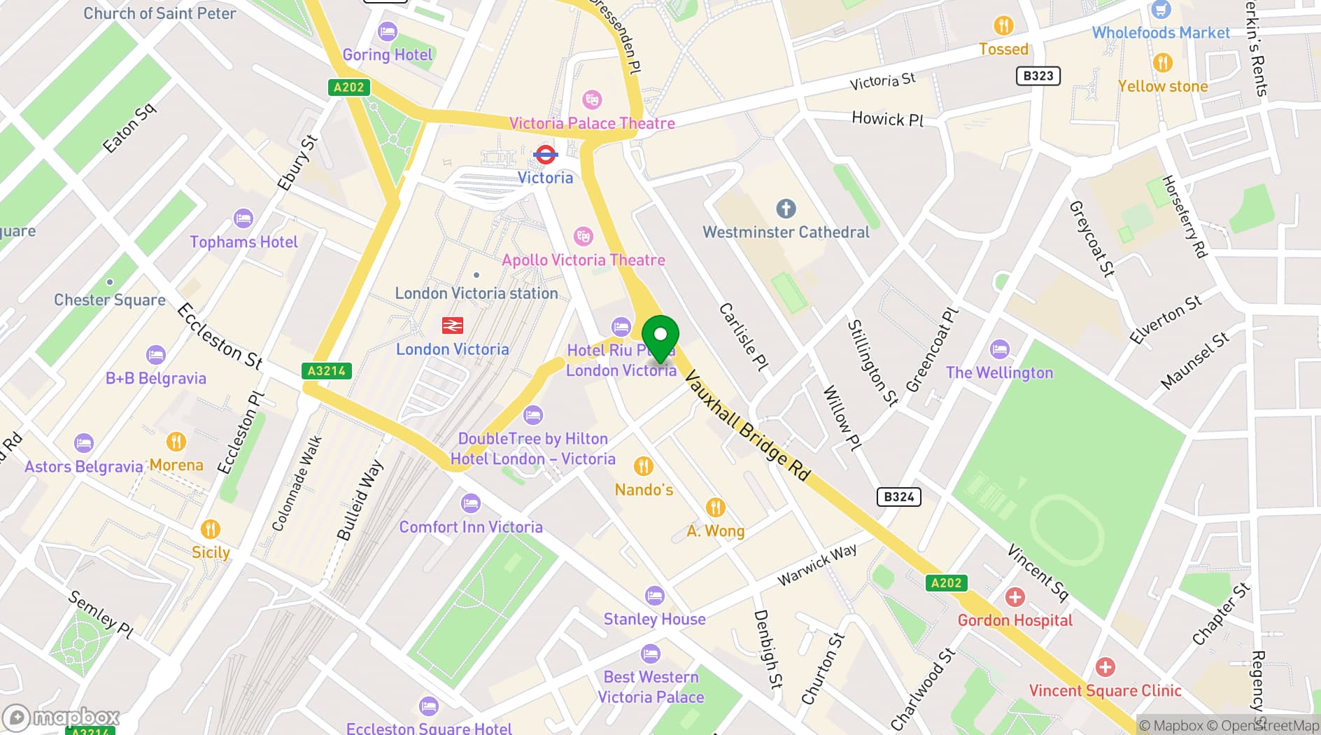 Map showing Park Plaza Victoria London