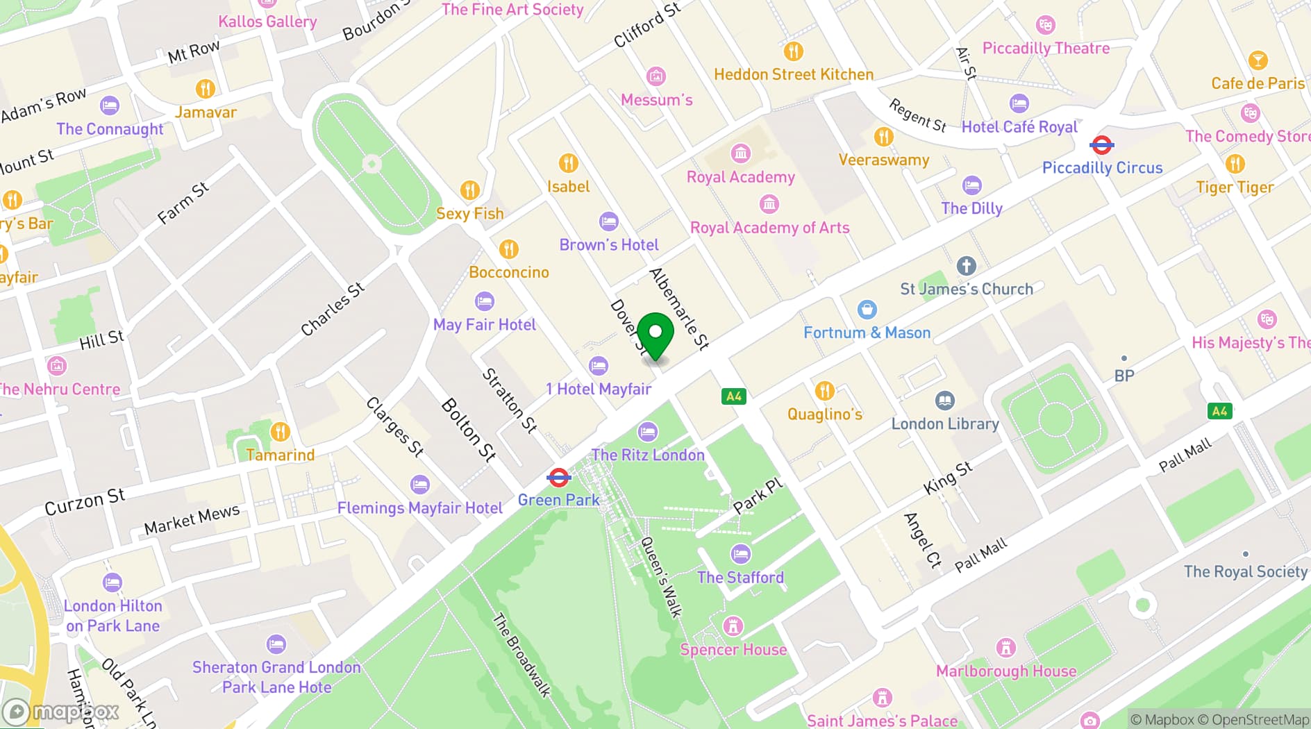 Map showing Mahiki London