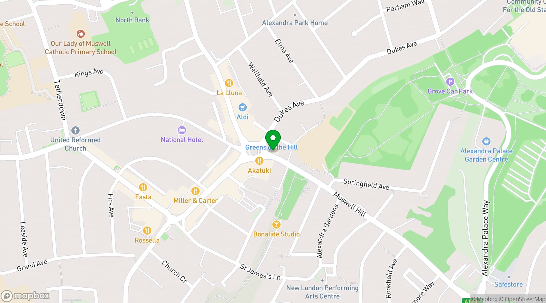 Map showing The Venue N10