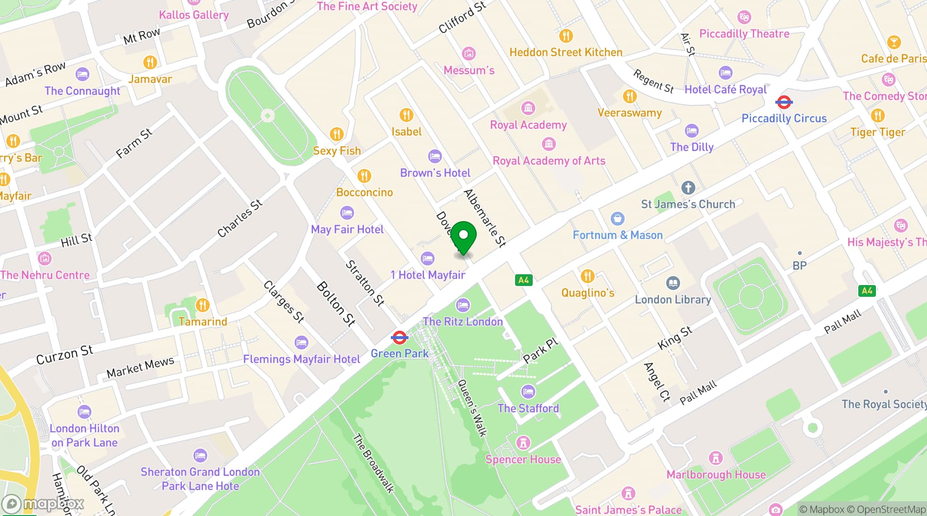 Map showing Tabu London