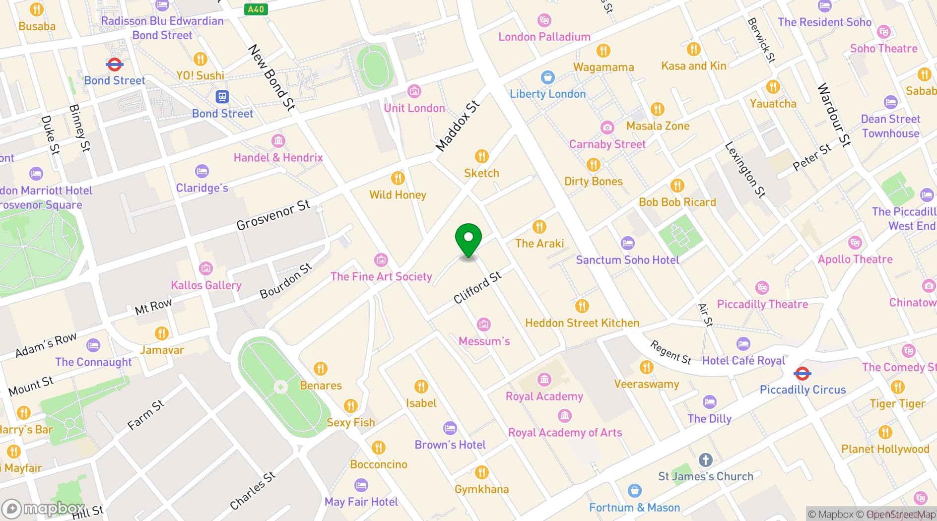 Map showing The Burlington Arms