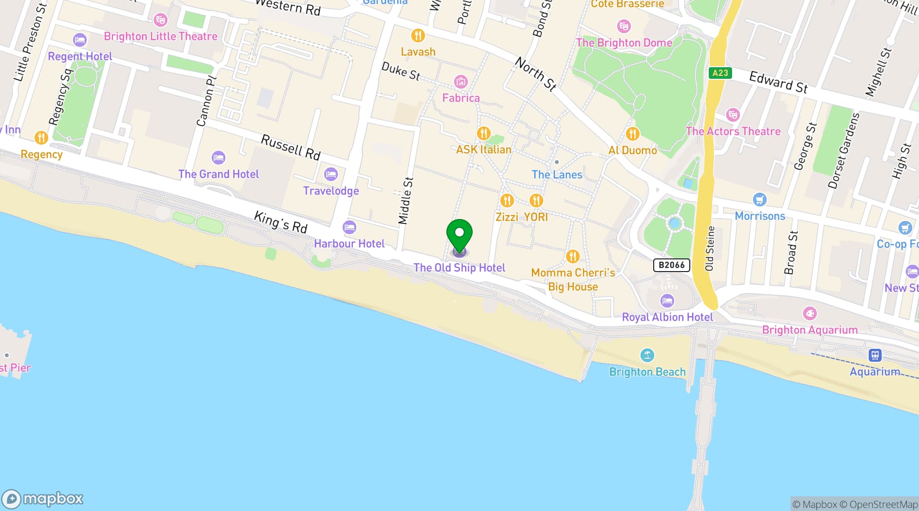 Map showing The Old Ship Hotel