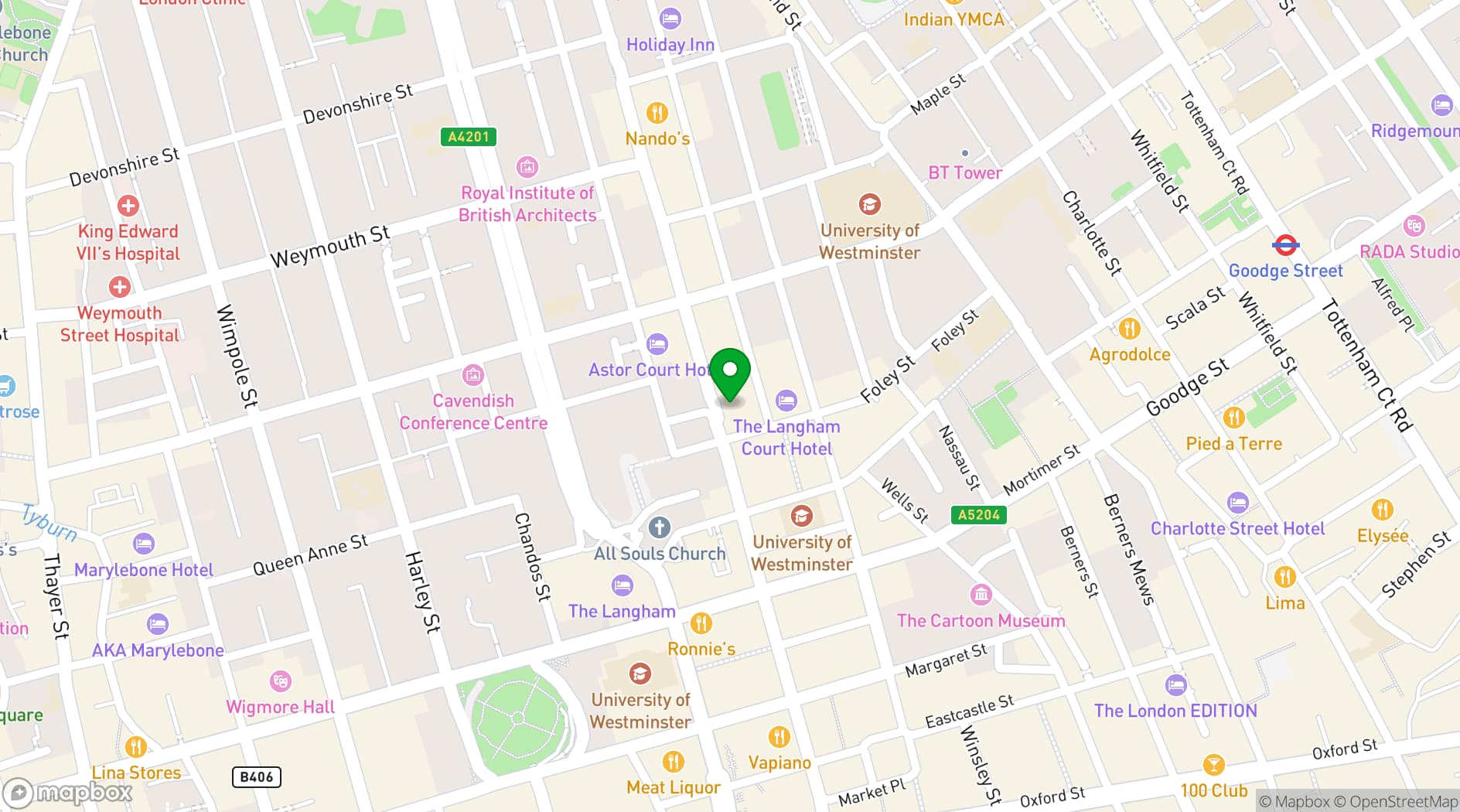 Map showing Bennie Restaurant & Bar