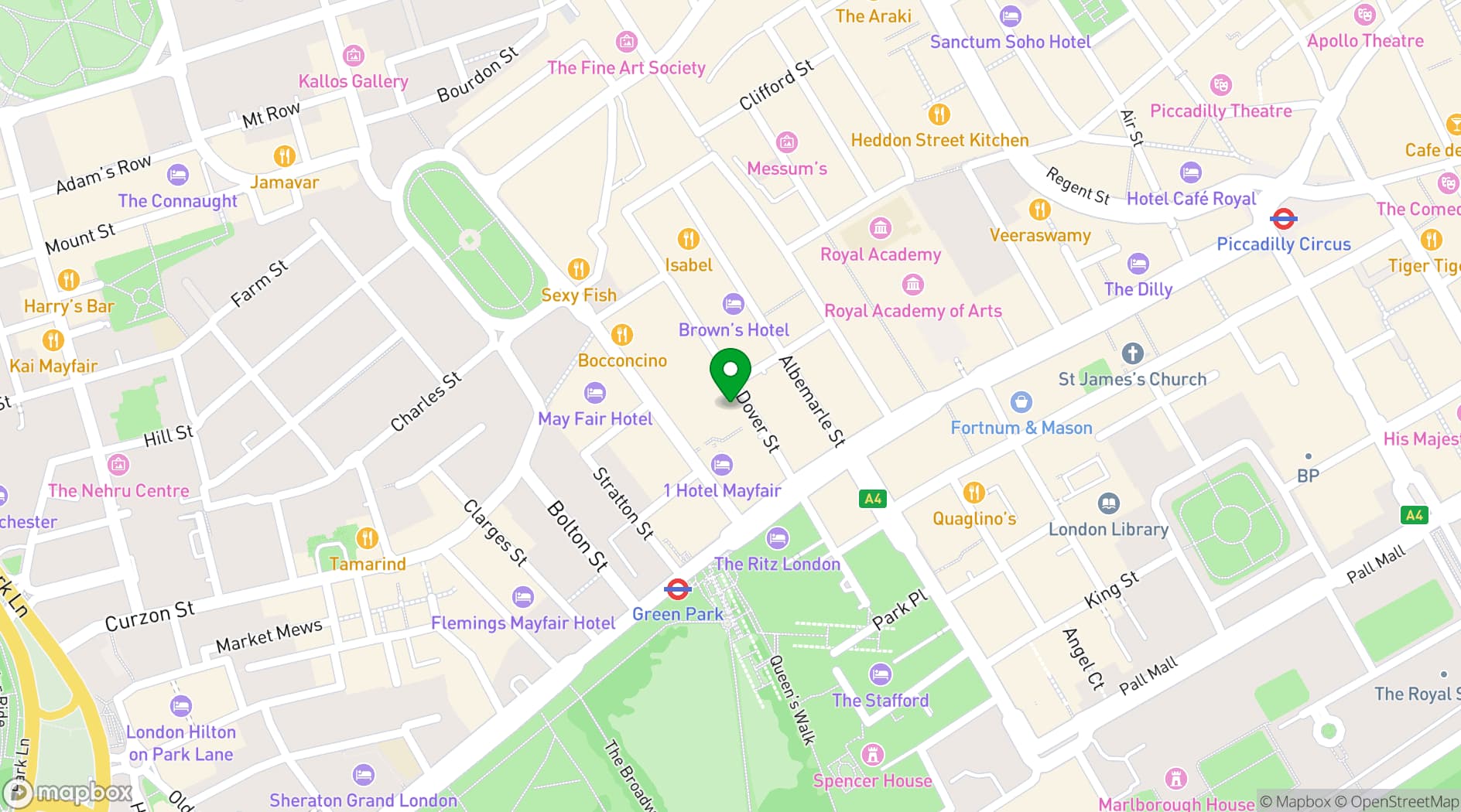 Map showing The Arts Club London