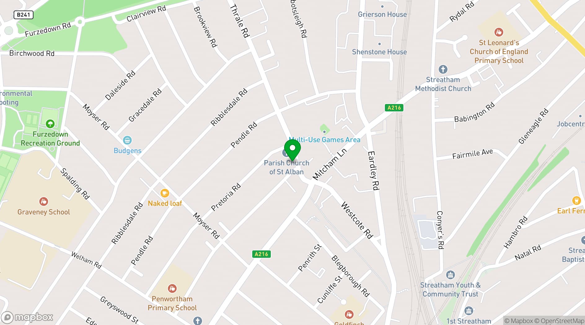 Map showing The Living Room Place - Furzedown Venue