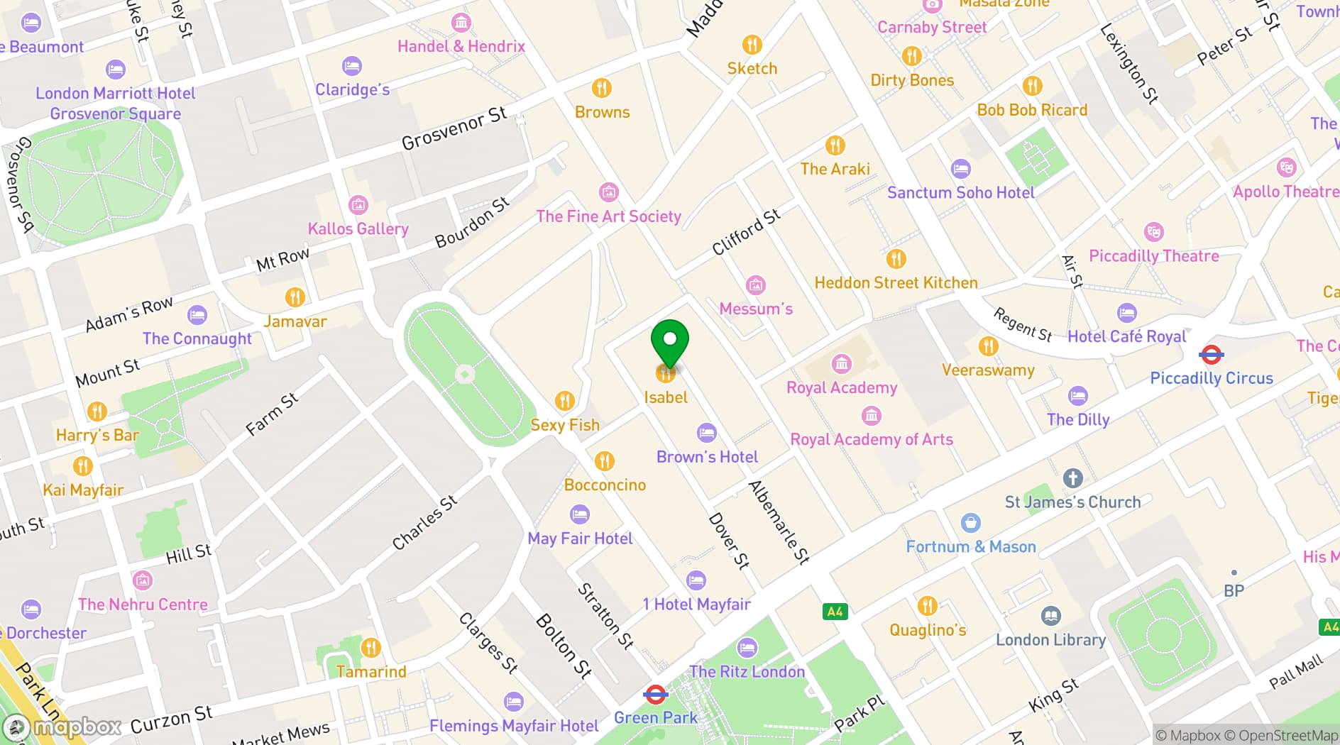 Map showing ISABEL MAYFAIR