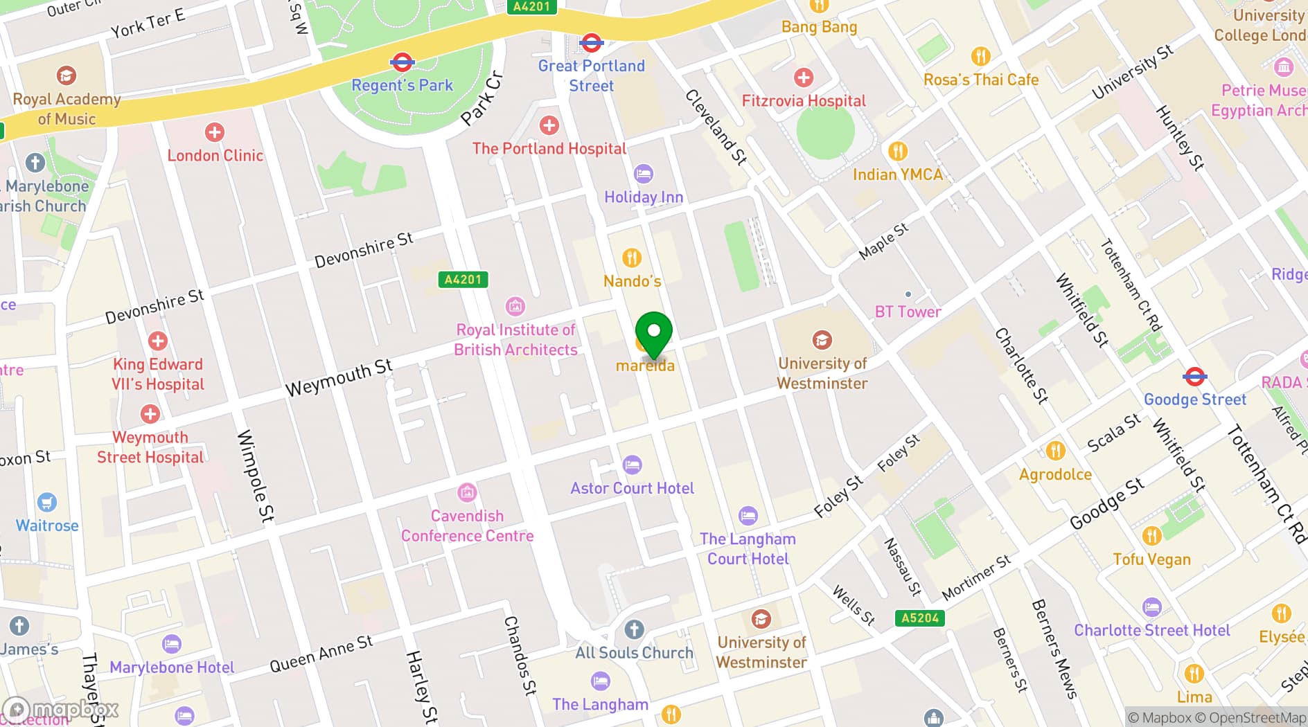 Map showing Caravan Fitzrovia