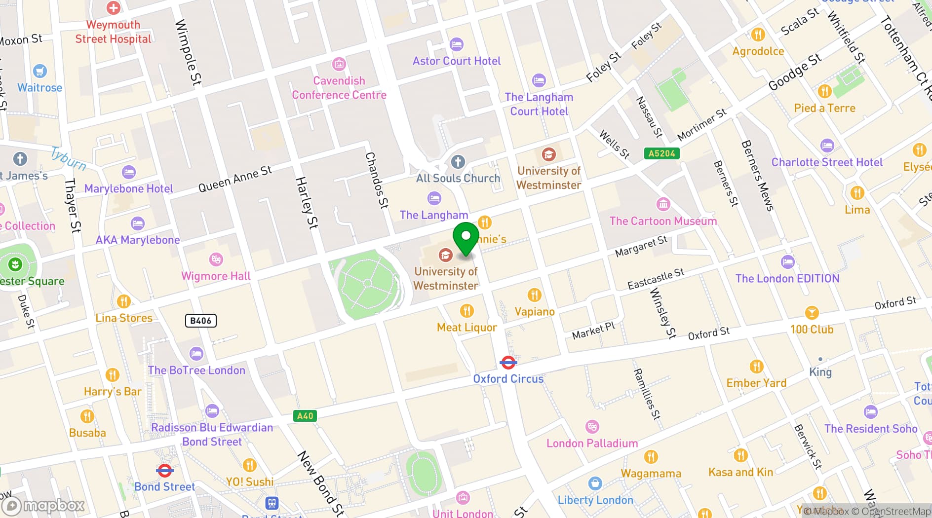 Map showing Regent Street Cinema