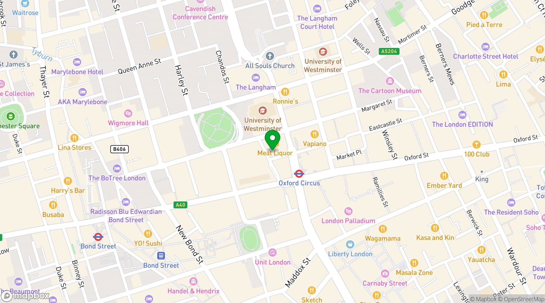 Map showing Greene King - The Finery