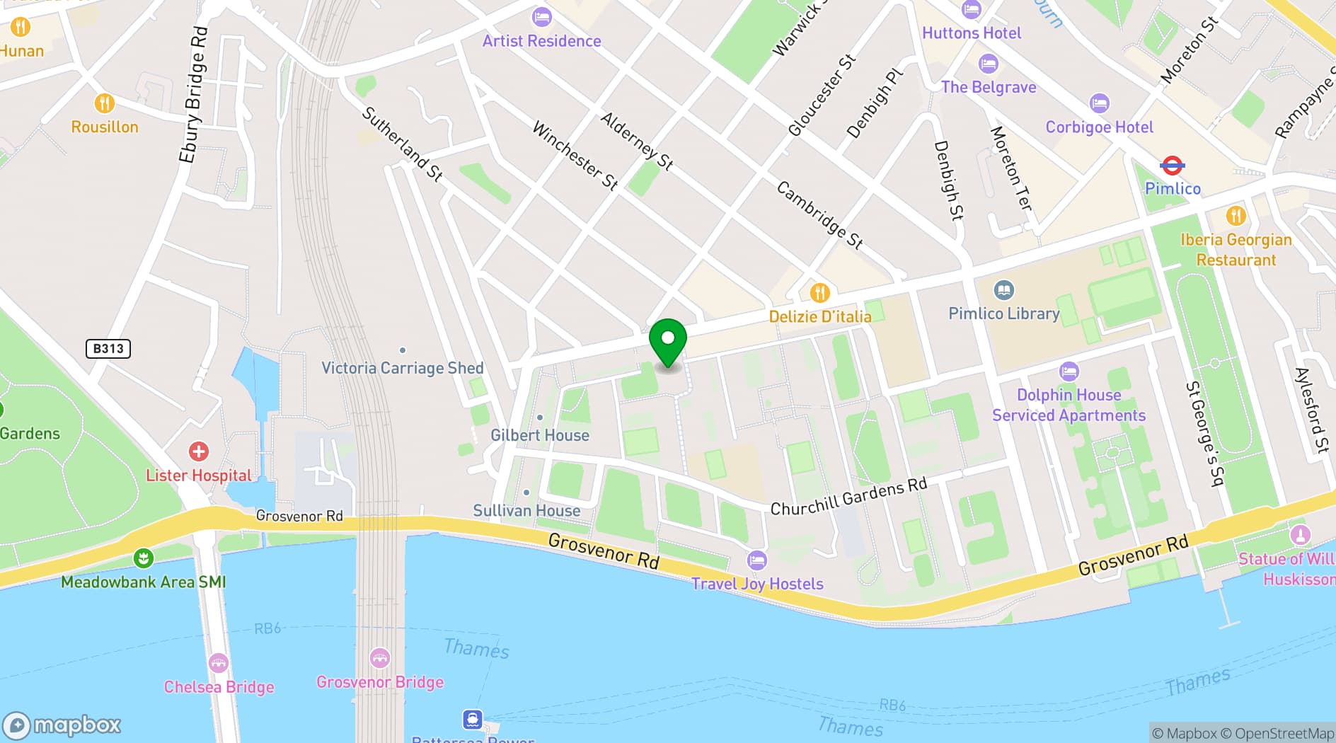 Map showing St Gabriel's Halls