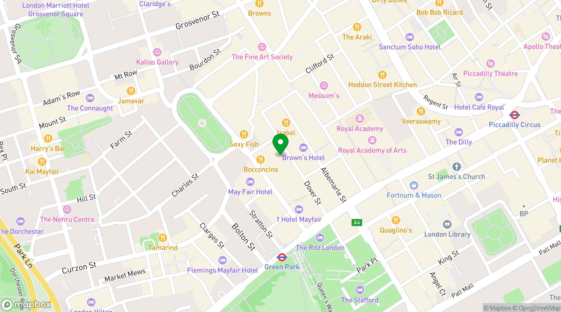 Map showing 33 Dover Street