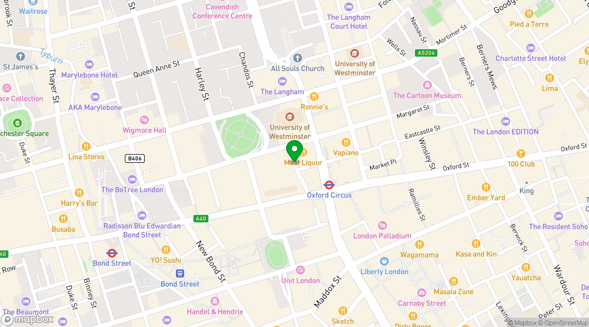Map showing Swingers West End
