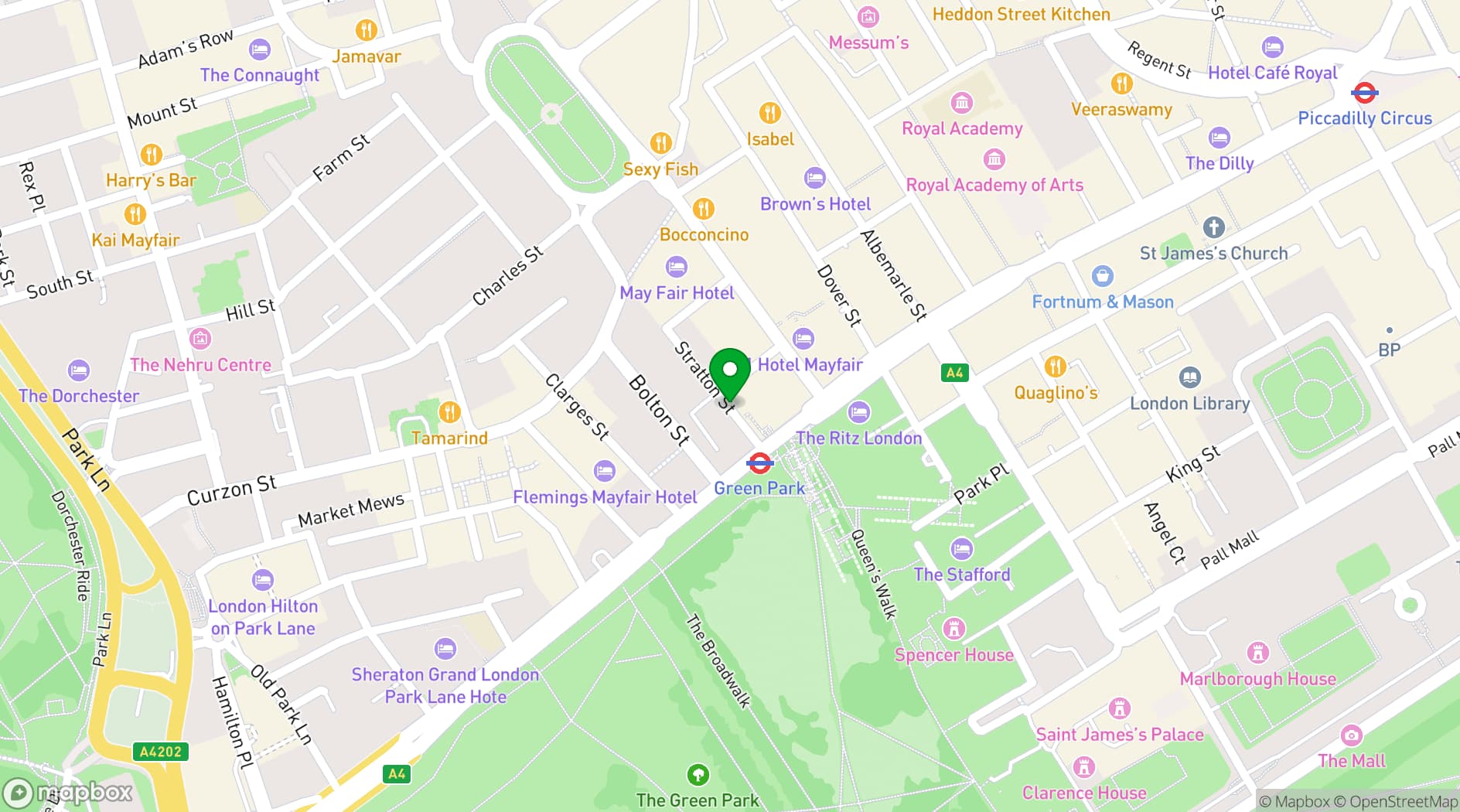 Map showing Langan's Brasserie