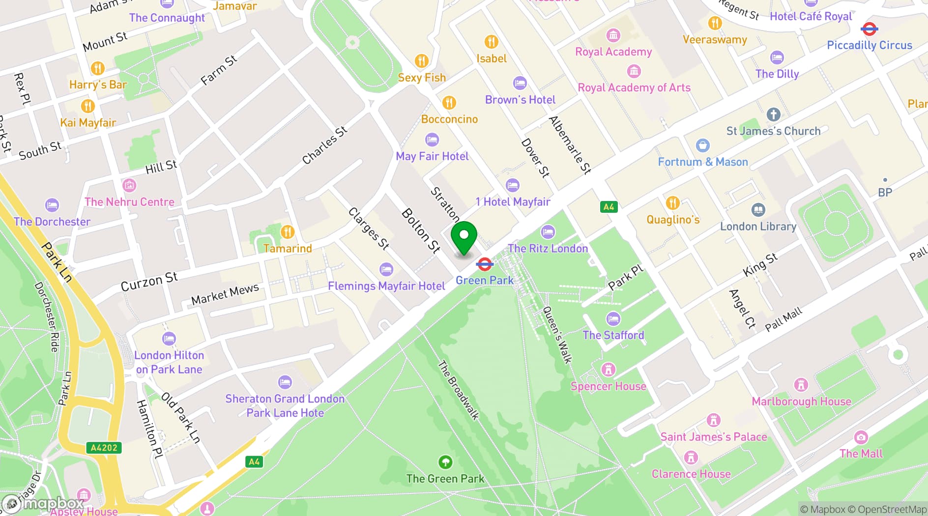 Map showing FENIX Mayfair