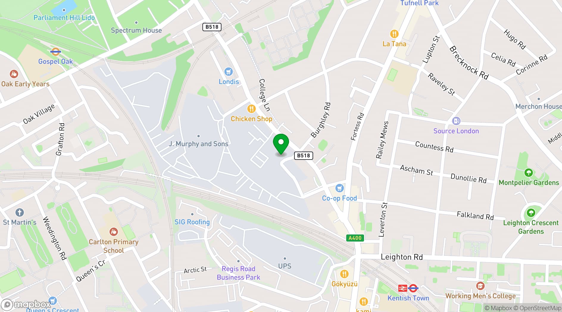 Map showing Creators House