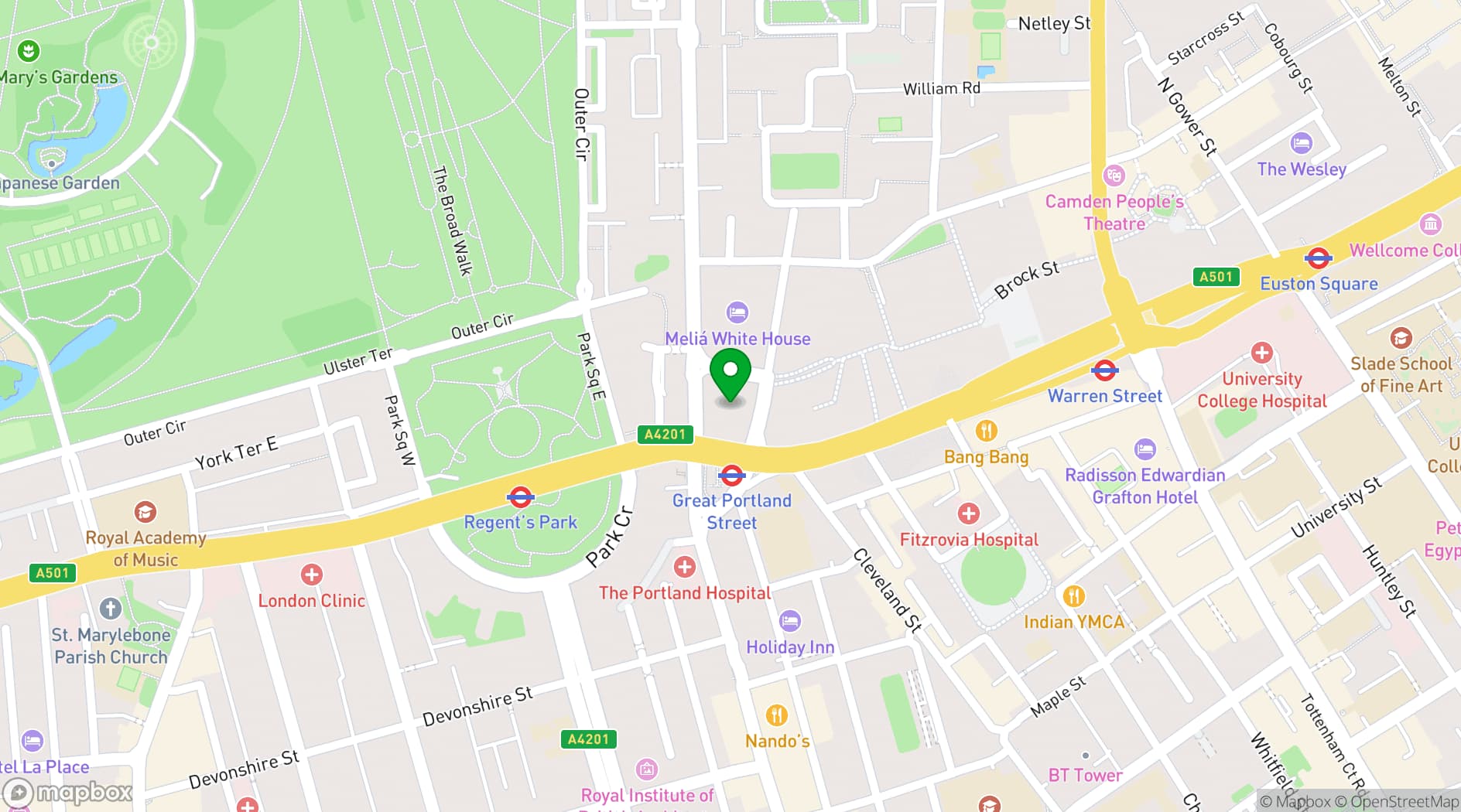 Map showing The Greenhouses
