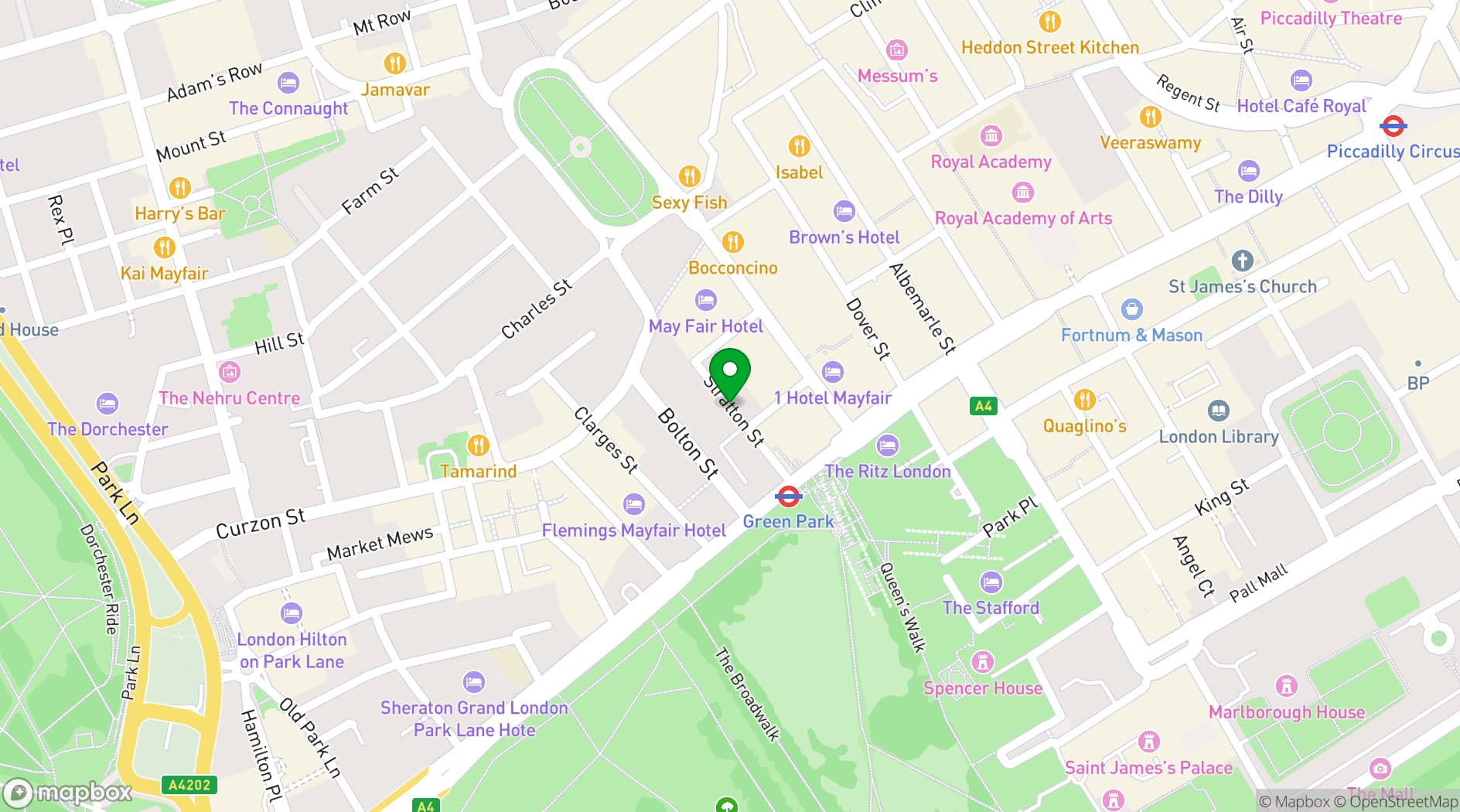 Map showing The Boardroom at 7 Stratton St