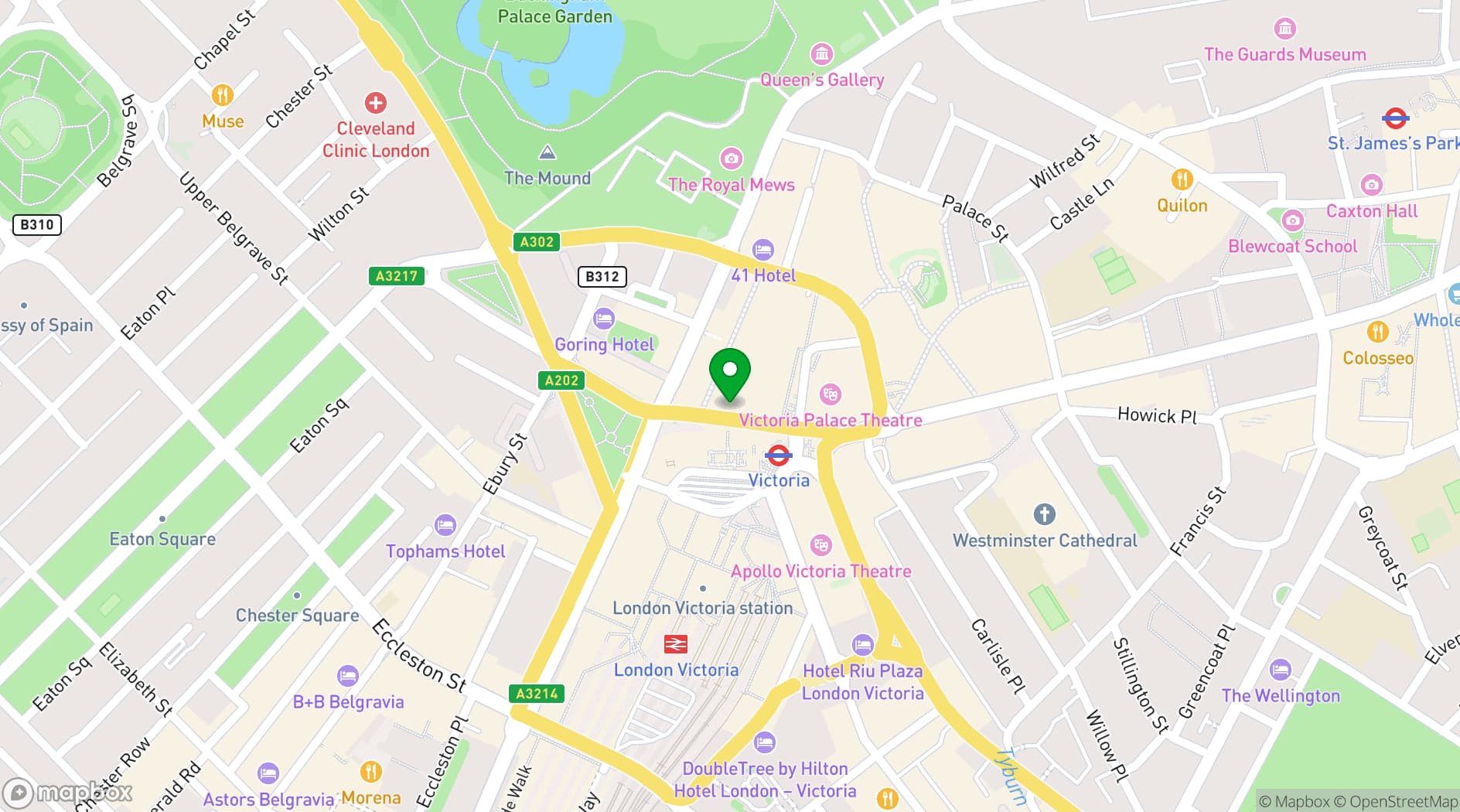 Map showing Greenwood Pub & Kitchen