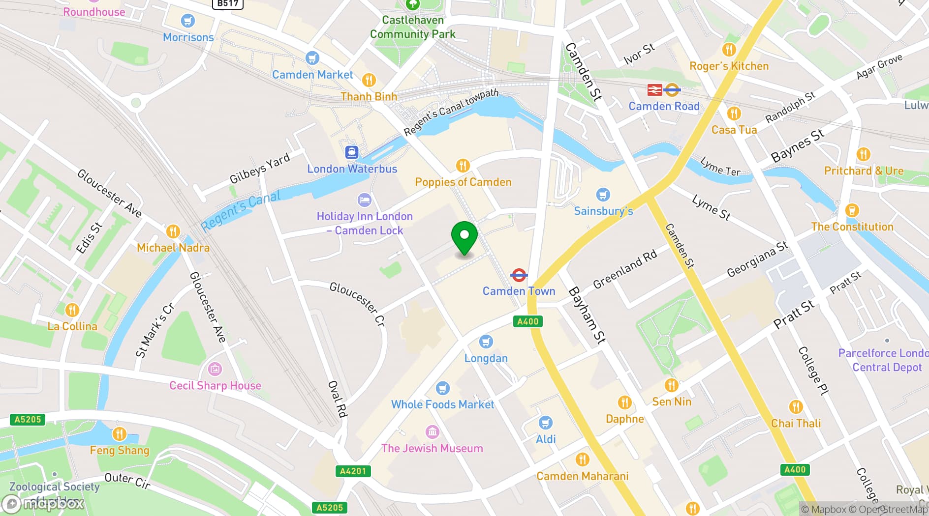 Map showing Rum Kitchen Camden