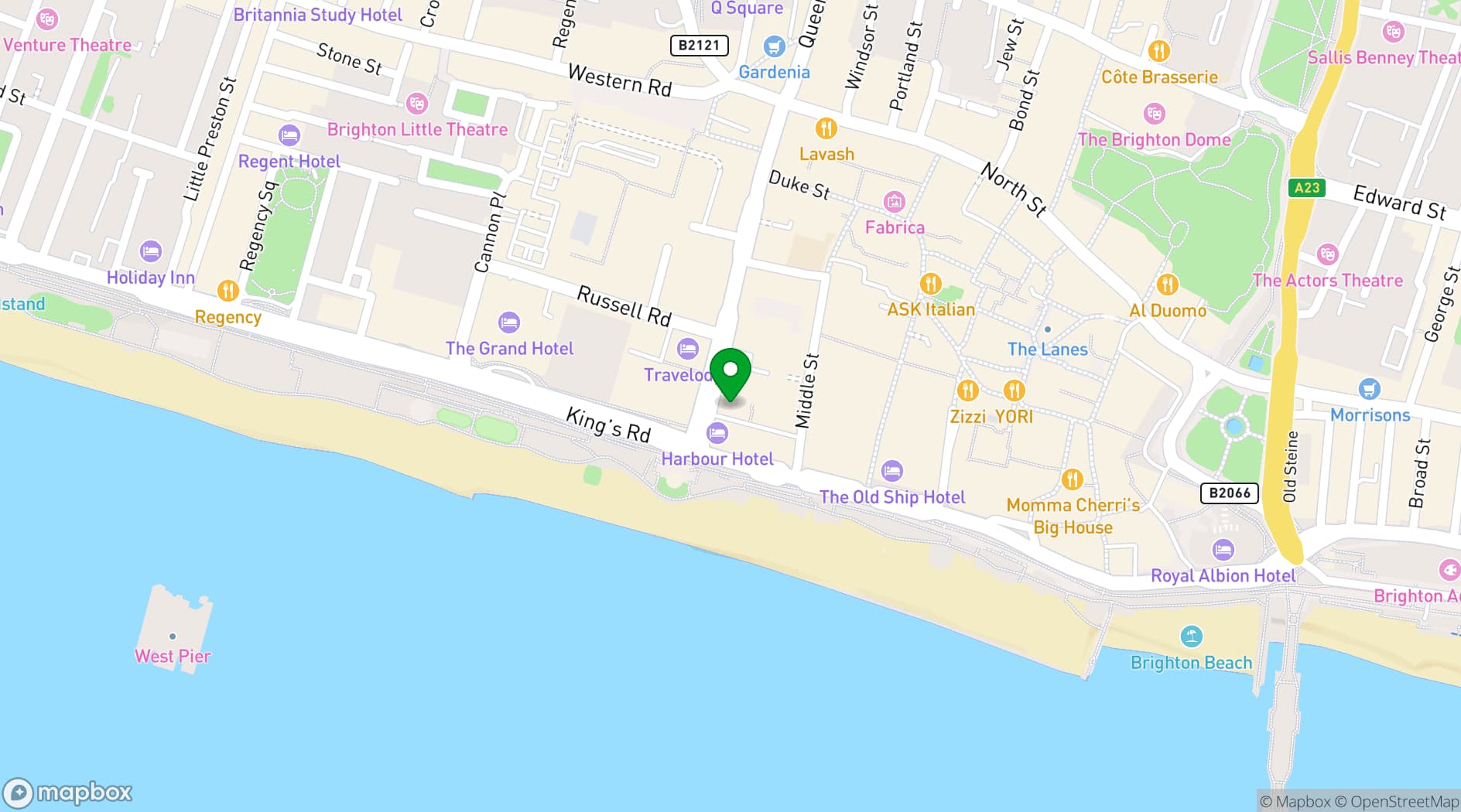 Map showing Barbara's Bier Haus Brighton