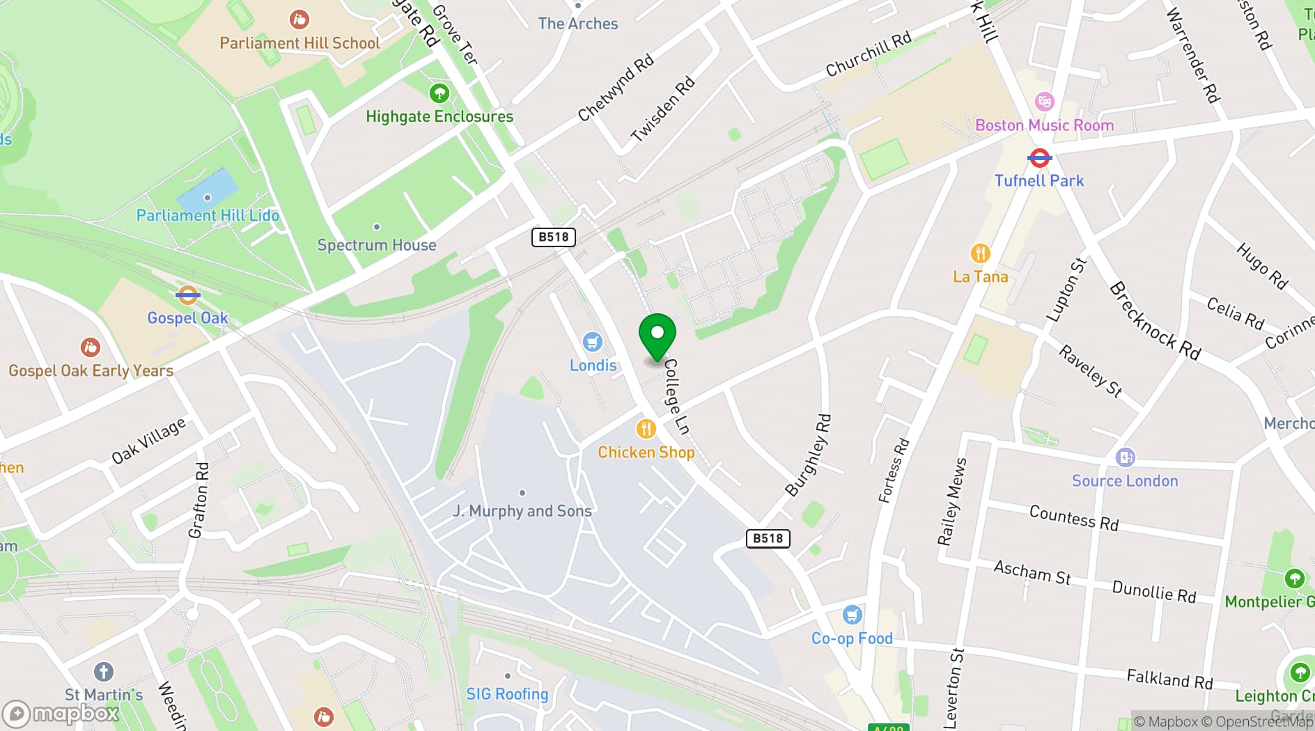 Map showing The Vine