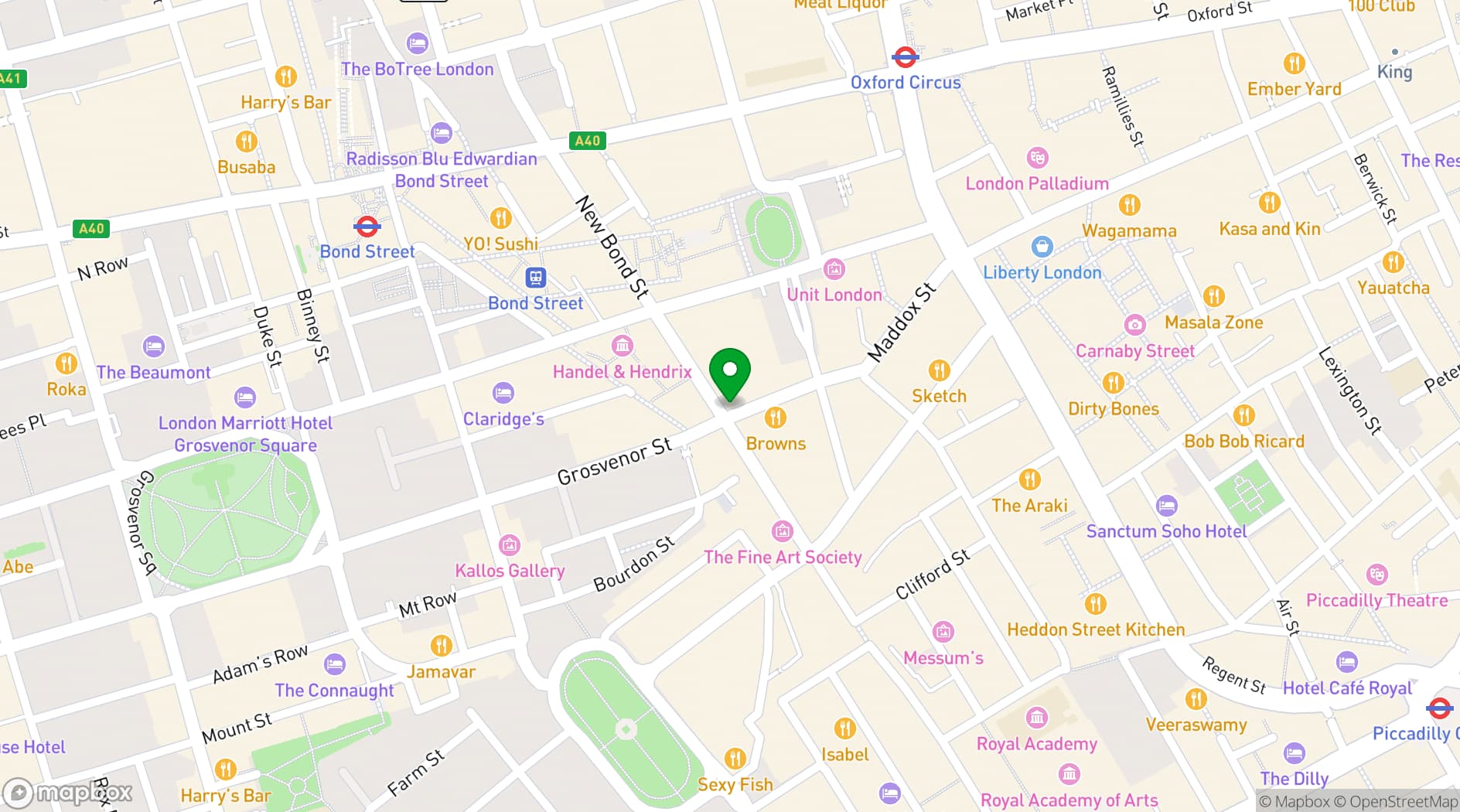 Map showing Browns Mayfair