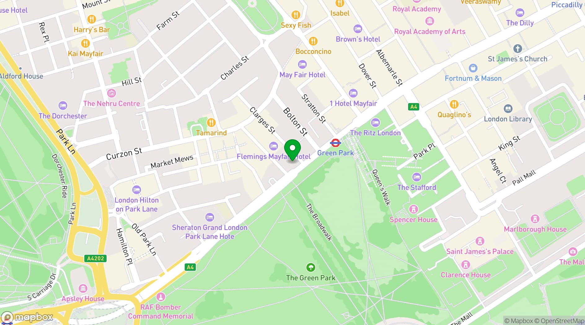 Map showing Hide Restaurant