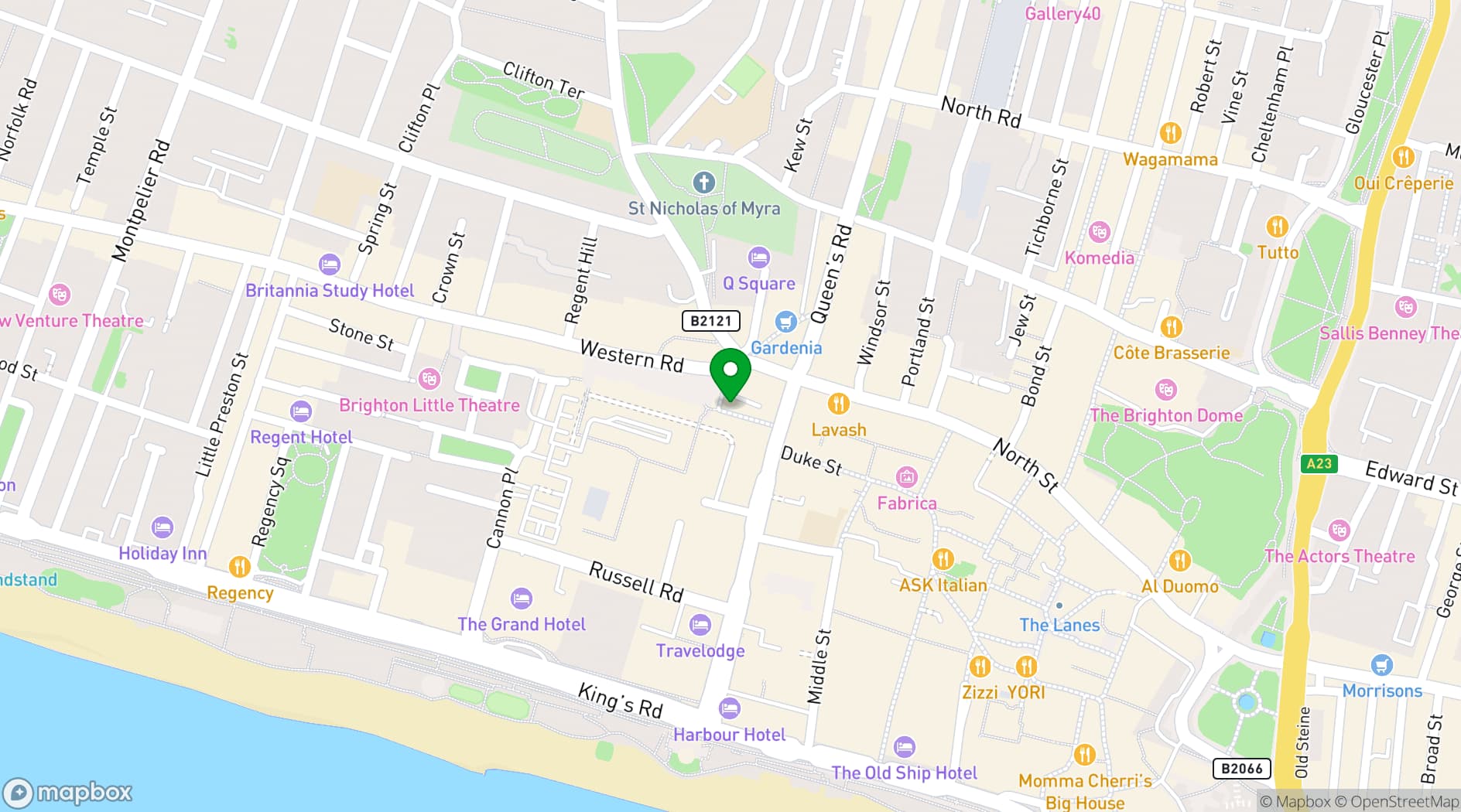 Map showing Inn on the Square