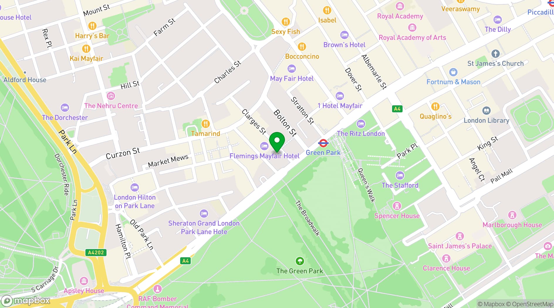 Map showing The Fox Club Mayfair