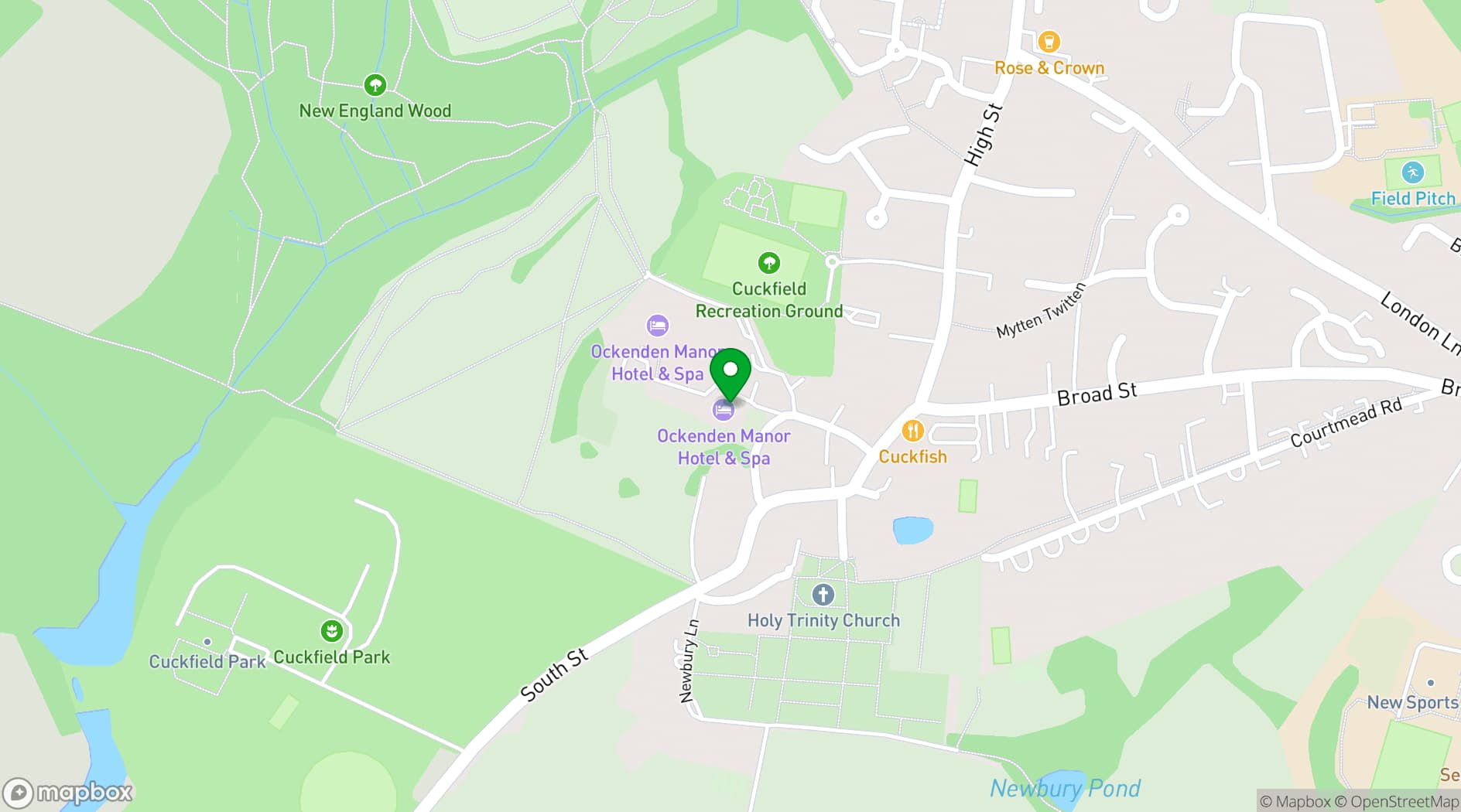 Map showing Ockenden Manor Hotel & Spa