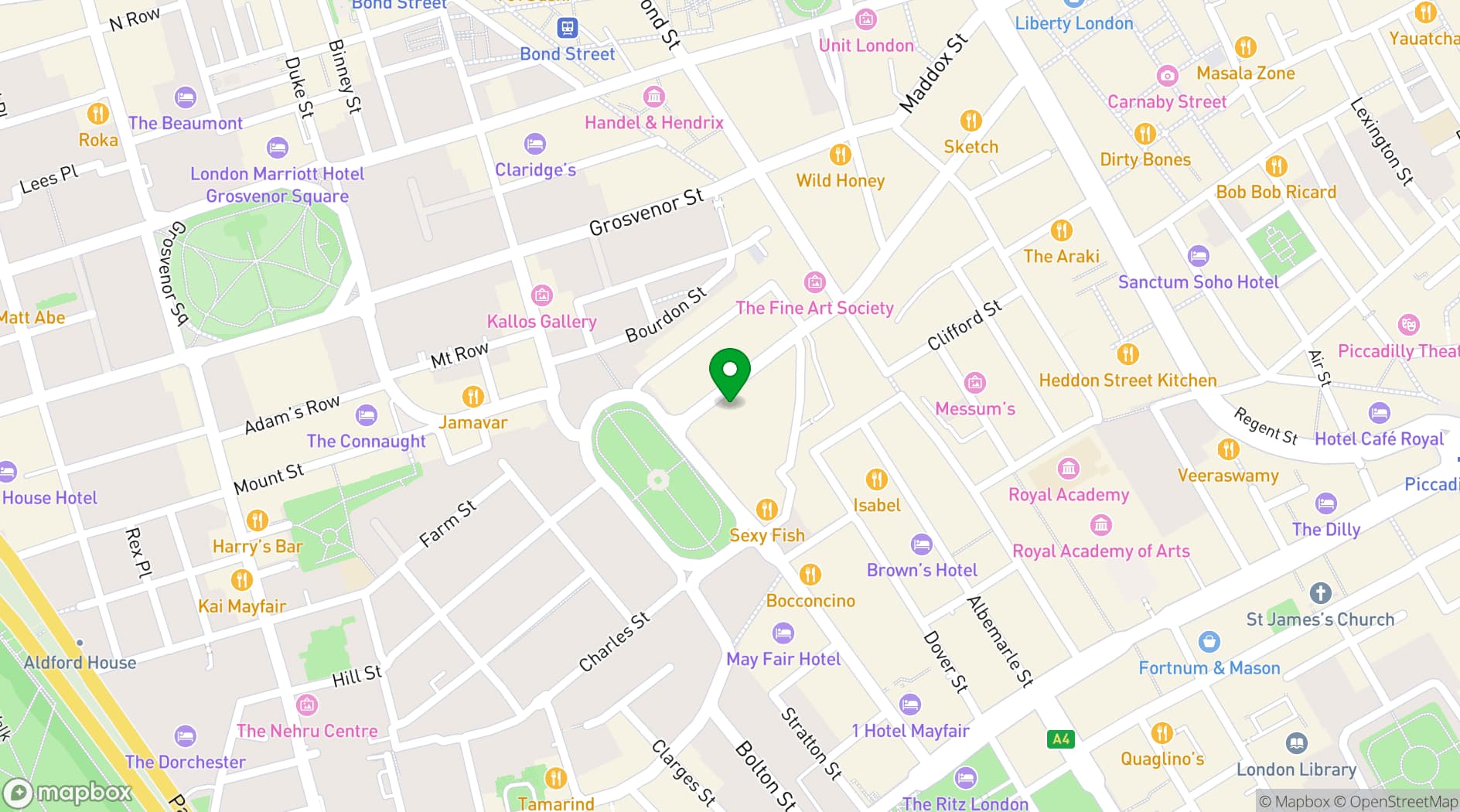 Map showing Hakkasan Mayfair