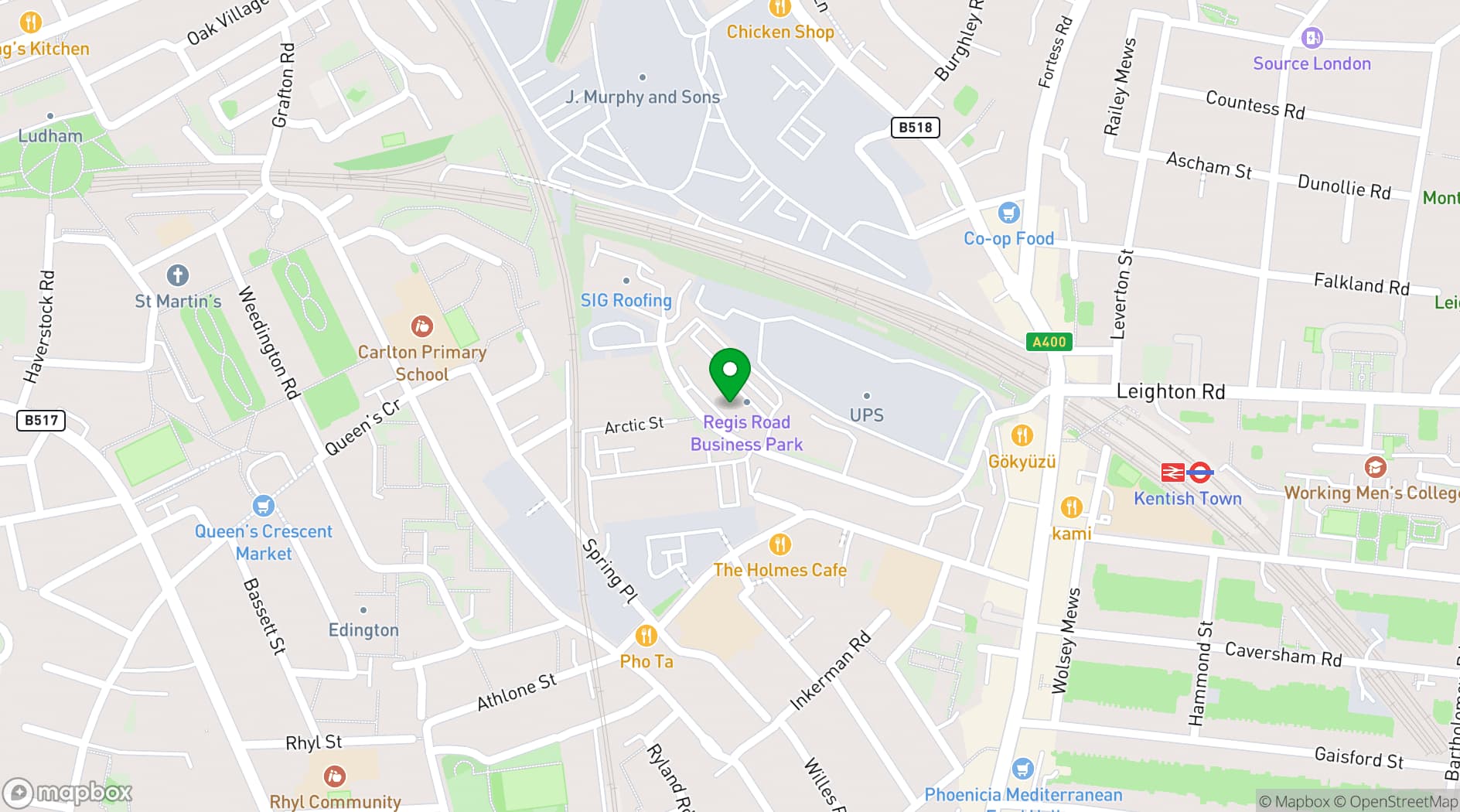 Map showing K-Town Studios