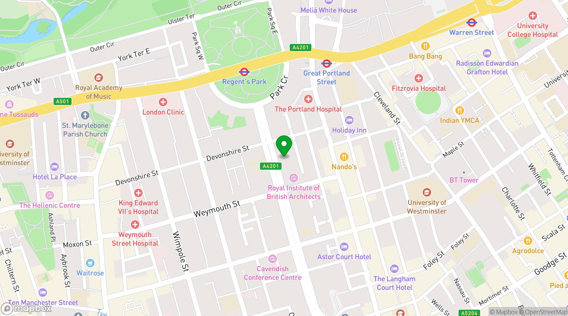 Map showing Hale House by Spacemade 