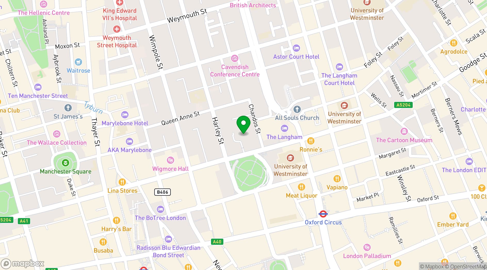 Map showing The King's Fund