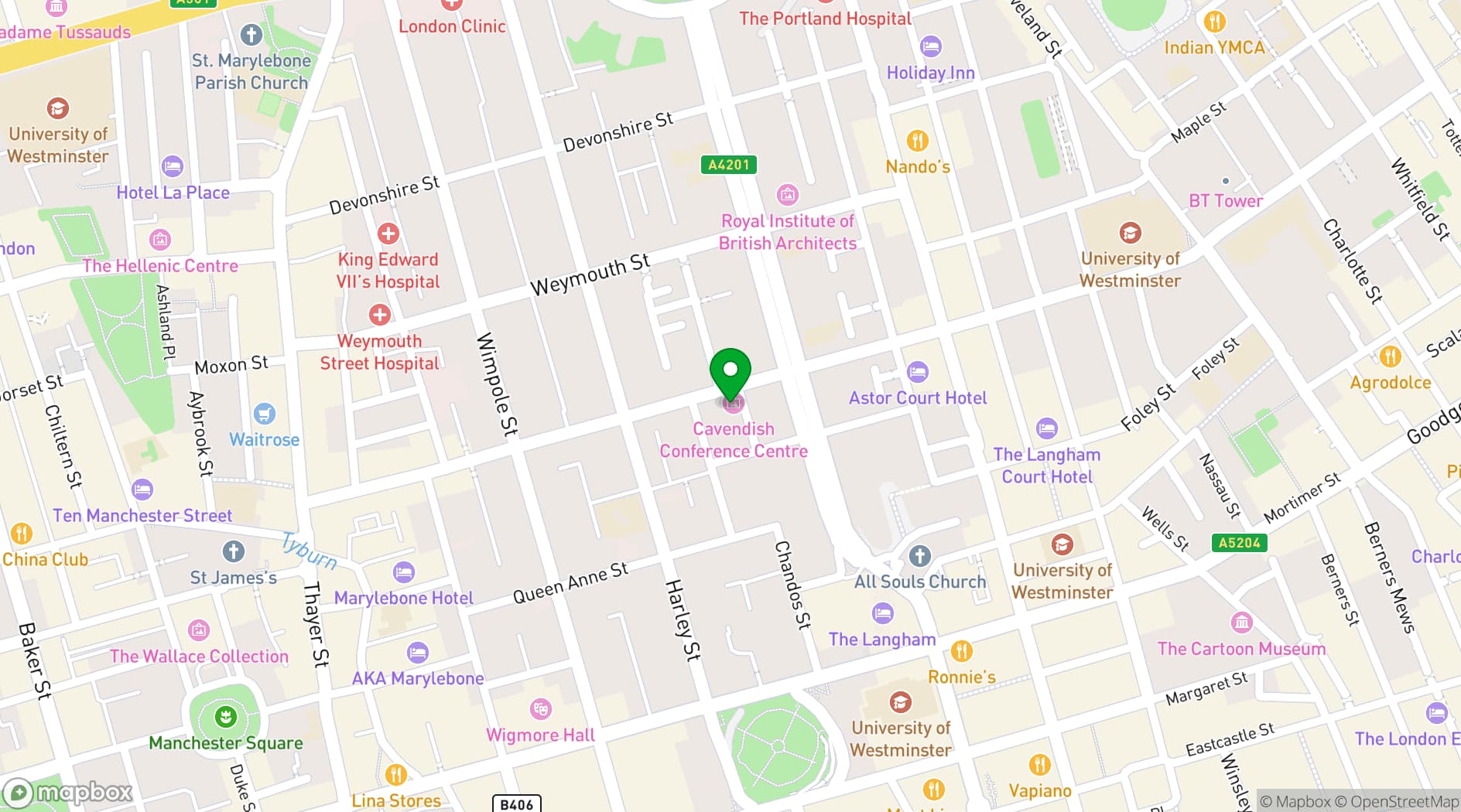 Map showing 22 Duchess Mews