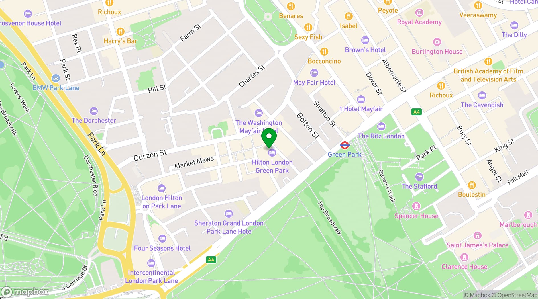 Map showing The Mayfair Townhouse