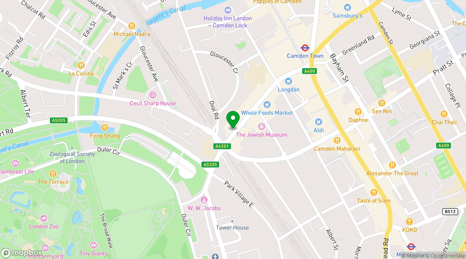 Map showing Green Note