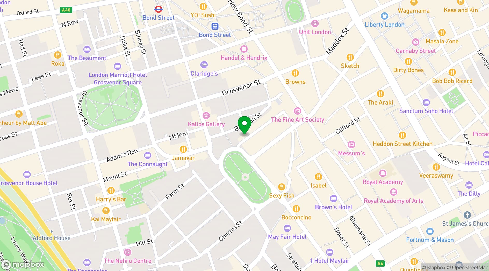 Map showing 23 Berkeley Square