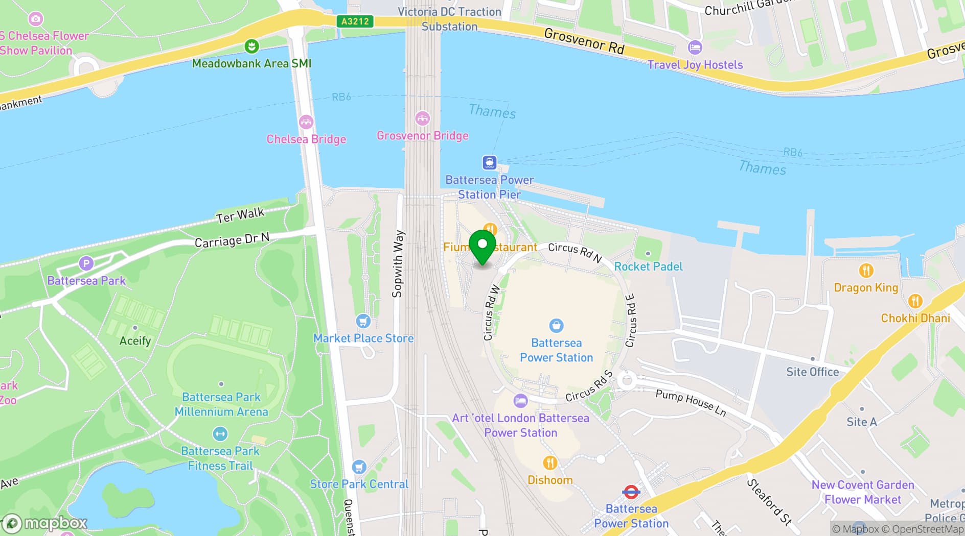 Map showing Vagabond Battersea Power Station 