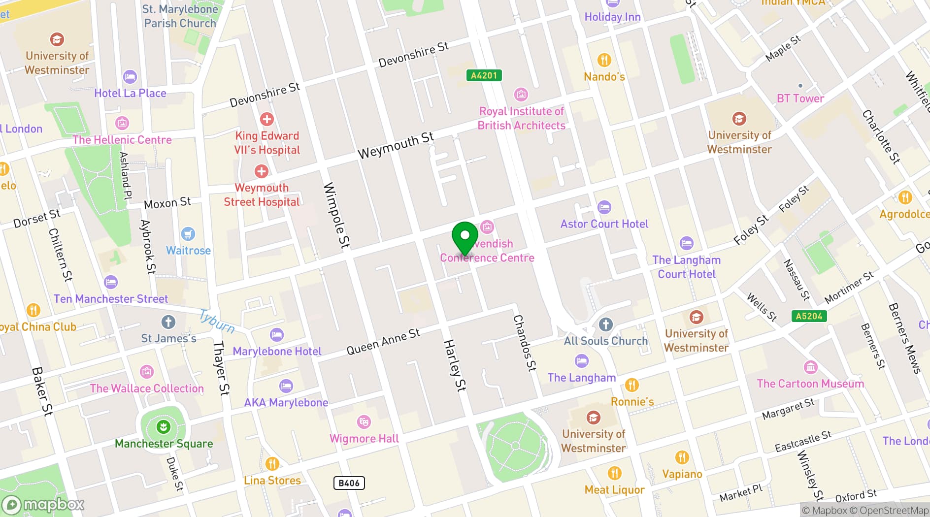 Map showing British Veterinary Association