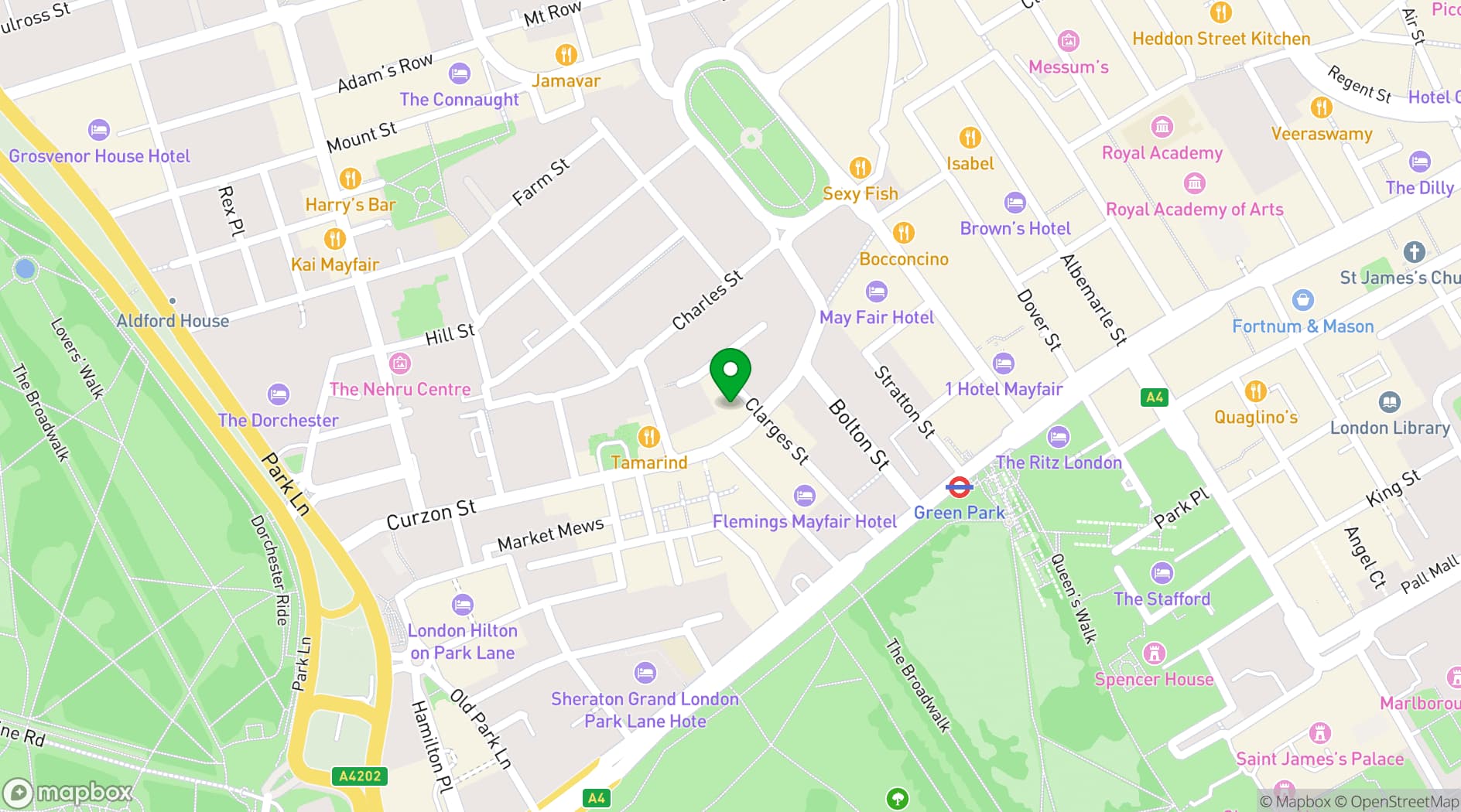 Map showing The Washington Mayfair Hotel