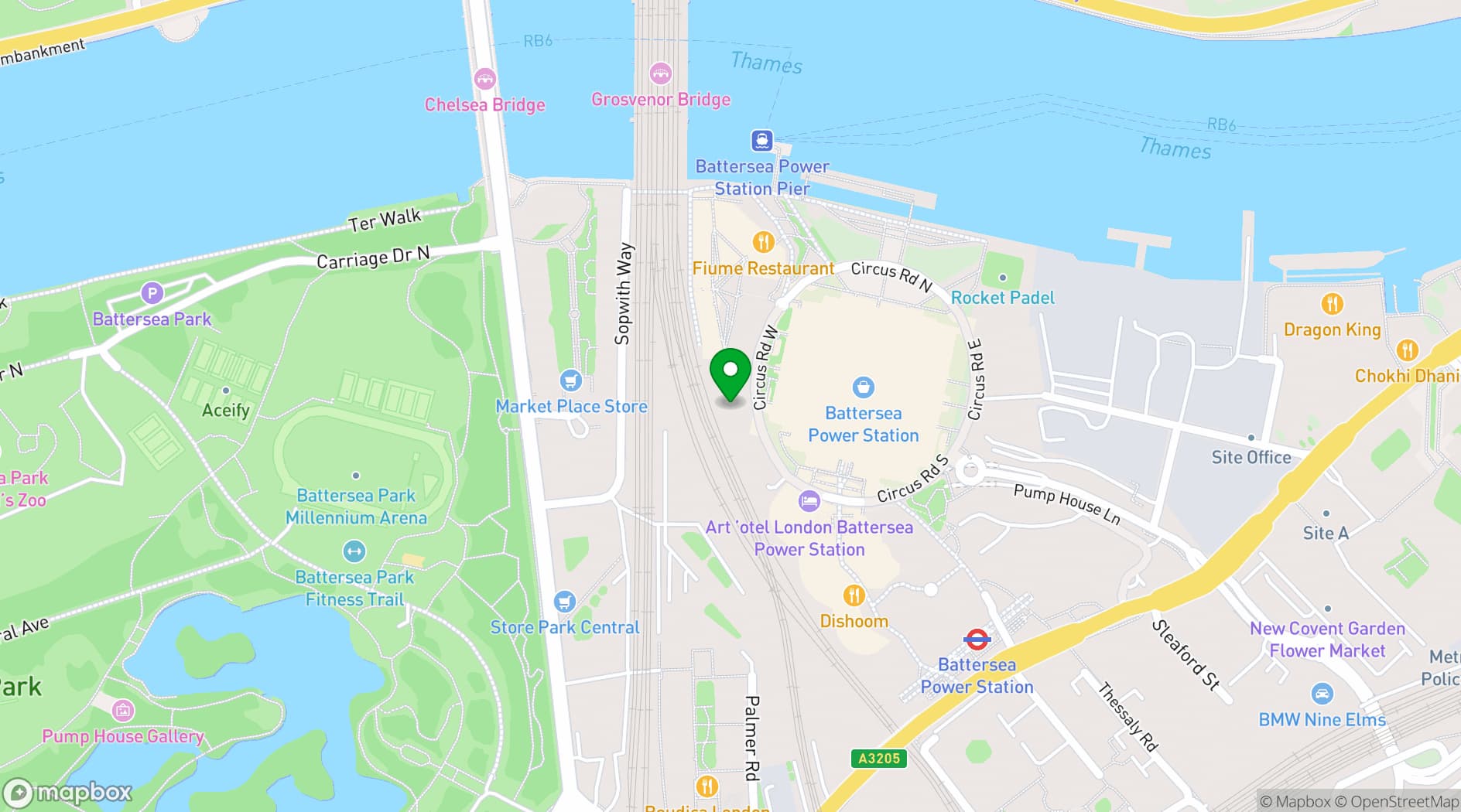 Map showing Boom Cycle Battersea