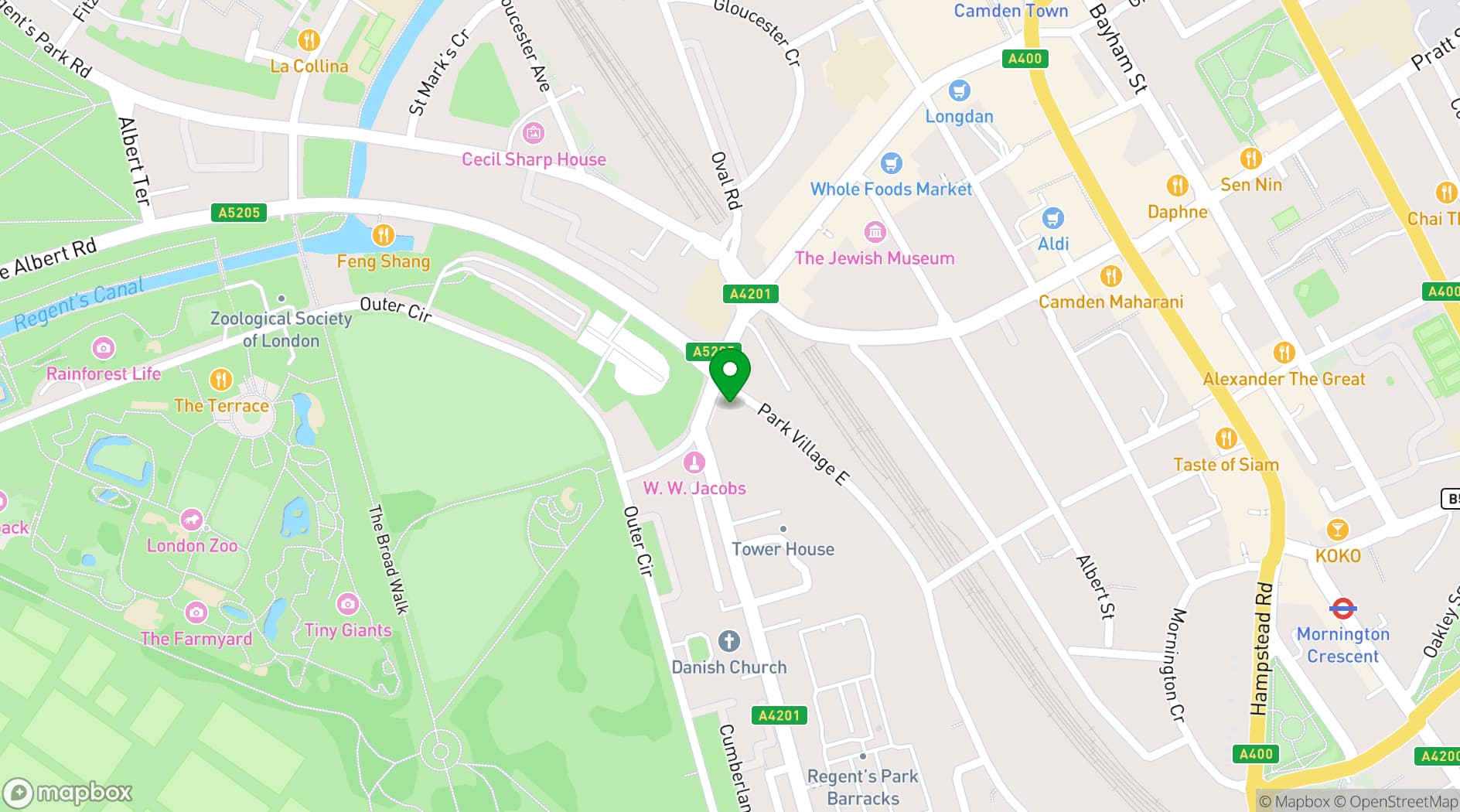 Map showing Park Village