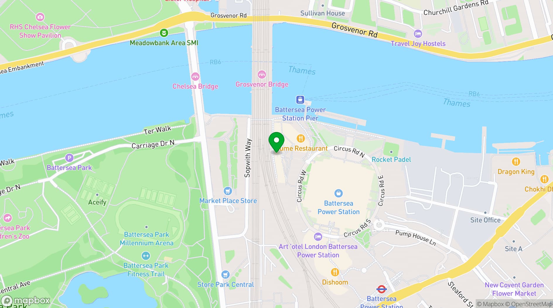 Map showing Birdies Battersea