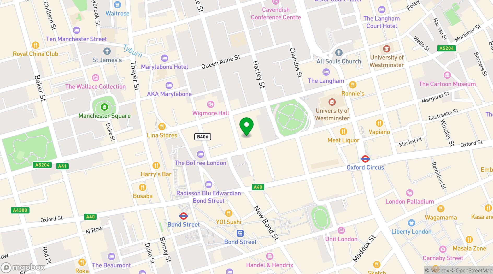 Map showing 1 Wimpole Street